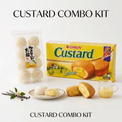 Kit de Doces Asiáticos Moti e Bolinho Soft Cake com Recheio de Custard