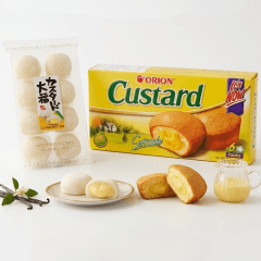 Kit de Doces Asiáticos Moti e Bolinho Soft Cake com Recheio de Custard