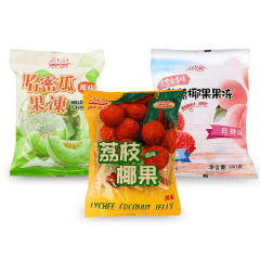 Kit de Pacotes de Mini Gelatinas Coconut Jelly Jin Jin – 3 Sabores