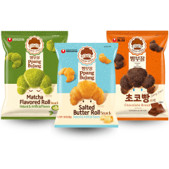 Kit de Salgadinho Coreano Ppang BuJang Nongshim 55 gramas - 3 Sabores
