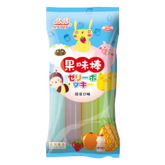 Kit Geladinho Chup Chup Importado Jin Jin - Sabor Lichia e Frutas Sortidas