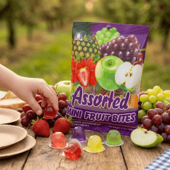 Mini Gelatina de Frutas com Coco Sabores Sortidas Mini Fruit Bites  – 300 gramas