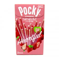Pocky Biscoito de Palito Especial Morango Heartful Formato Coração Japonês - Glico 57,6g
