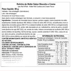 Rolinho de Wafer Sabor Biscoito e Creme Lyes Roll N'Roll - 80 gramas