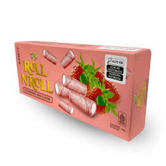 Rolinho de Wafer Sabor Morango e Leite Lyes Roll N'Roll - 80 gramas