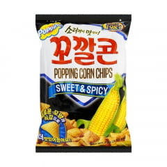 Salgadinho Coreano de Milho Doce e Apimentado Popping Corn Chips Lotte - 72 gramas