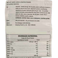 Caixa de Lamen Coreano Sabor Batata Picante Noodle 100 gramas - 20 pacotes