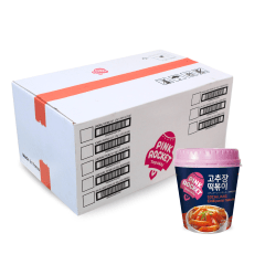 Caixa de Topokki Bolinho de Arroz Coreano Instantâneo sabor Pimenta Gochujang Pink Rocket Copo 120 gramas - 30 Copos Caixa de Topokki Bolinho de Arroz Coreano Instantâneo sabor Pimenta Gochujang Pink Rocket Copo 120 gramas - 30 Copos