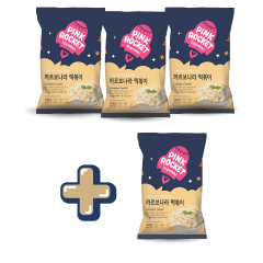 [COMPRE 3 E GANHE 1] Kit Topokki Bolinho de Arroz Coreano Instantâneo sabor Carbonara Pink Rocket Pouch -  240 gramas
