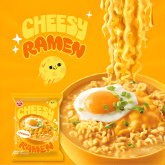 Kit de Lamen Coreano Otoki Cheesy Ramen Sabor Cheddar 111 gramas - 4 Pacotes