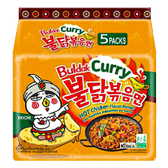 Kit de Lamen Coreano Super Picante Buldak Curry Samyang 140g - 5 Pacotes