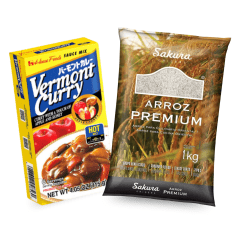 Kit Karê Japones: 1 Pacote de Arroz Sakura Kg  + Curry Forte Vermont 115g