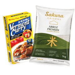 Kit Karê Japones: 1 Pacote de Arroz Sakura Kg + Curry Forte Vermont 115g Kit Karê Japones: 1 Pacote de Arroz Sakura Kg + Curry Forte Vermont 115g