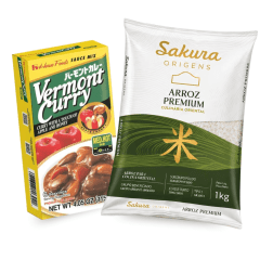 Kit Karê Japones: Pacote de Arroz Sakura Kg + Curry Médio Vermont 115g Kit Karê Japones: Pacote de Arroz Sakura Kg + Curry Médio Vermont 115g