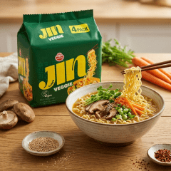 Kit Lamen Coreano Jin Ramen Sabor Vegetariano Veggie Ottogi 110 gramas - 4 Pacotes