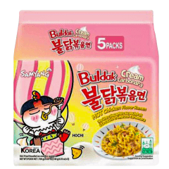 Kit Lamen Coreano Super Picante Buldak Cream Frango e Queijo Cremoso Carbonara 140g - 5 pacotes