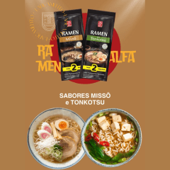 Kit Macarrão para Ramen com Molho Pronto Concentrado de Soja Fermentada (Missô) e Carne de Porco (Tonkatsu)  Alfa - 270g