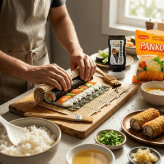Kit para Hot Roll Culinária Premium Arroz Sudare Nori Tarê Tempero Panko