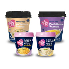 Kit Rapokki e Topokki Ramen e Bolinho de Arroz Coreano Pink Rocket - 4 Copos