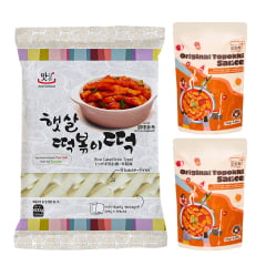 Kit Topokki e Molho Original para Topokki Coreano - 1 Pacote 600g + 2 Sachês 120g