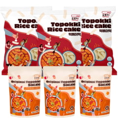 Kit Topokki e Molho Original para Topokki Coreano - 3 Pacotes 200g + 3 Sachês 120g