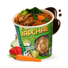 Macarrão Coreano de Batata Doce Vegetariano Sabor Original Molho Shoyu Yo Japchae Copo - 38 gramas