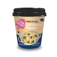 Rapokki Ramen com Topokki Sabor Carbonara Pink Rocket Copo - 140 gramas