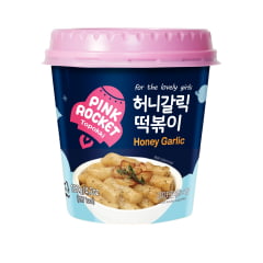 Topokki Bolinho de Arroz Coreano Instantâneo sabor Alho e Mel Pink Rocket Copo - 120 gramas