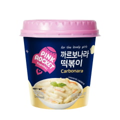 Topokki Bolinho de Arroz Coreano Instantâneo sabor Carbonara Pink Rocket Copo - 120 gramas