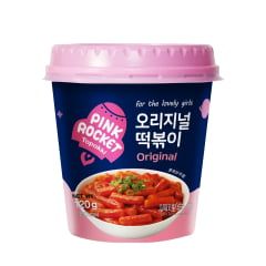 Topokki Bolinho de Arroz Coreano Instantâneo sabor Picante Original Pink Rocket Copo - 120 gramas