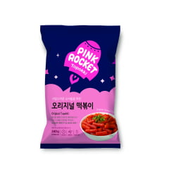 Topokki Bolinho de Arroz Coreano Instantâneo sabor Picante Original Pink Rocket Pouch - 240 gramas