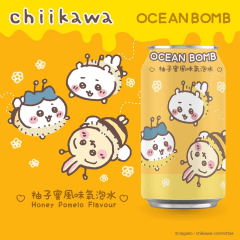 Água Gaseificada Sabor Mel e Pomelo Momonga & Chiikawa Ocean Bomb - 330mL