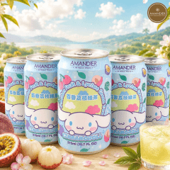 Bebida Adoçada Chá Verde com Maracujá e Lichia Cinnamoroll - 315mL