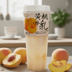 Bebida Adocicada Sabor Leite de Pêssego Amarelo com Pedaços da Fruta - 520 gramas