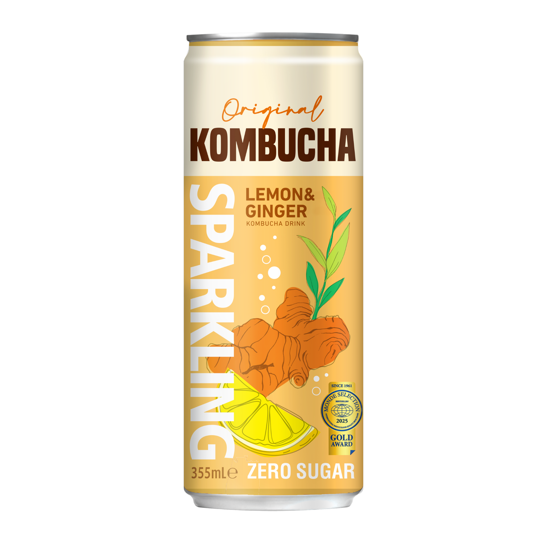 Kombucha Gaseificada Limão e Gengibre Zero Açúcar OKF 355ml