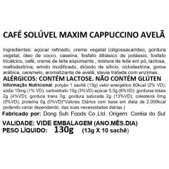 Café Pronto Solúvel Coffee Maxim Coreano Cappuccino Hazelnut - 5 Sachês
