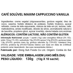 Café Pronto Solúvel Coffee Maxim Coreano Cappuccino Vanila - 10 Sachês