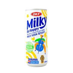 Caixa de Bebida Gaseificada MILKY Sabor Banana com Lactobacillus OKF 250mL - 24 Latas