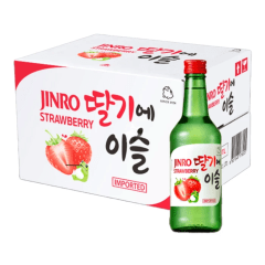 Caixa de Soju Importado Aroma de Morango Jinro Strawberry 360mL - 20 Garrafas