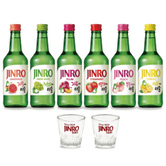 Kit 6 Soju Bebida Coreana Jinro Sabores Frutas + 2 COPOS BRINDE