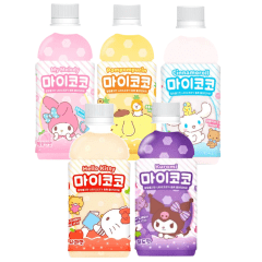 Kit de Bebida Pronta Saborizada de Frutas com pedaços de Coco Hello Kitty Sanrio 340mL - 5 Sabores