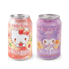 Kit de Refrigerante com Boba Explosiva Hello Kitty e Kuromi Amandier 330ml - 2 Sabores