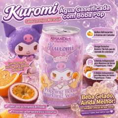 Kit de Refrigerante com Boba Explosiva Hello Kitty e Kuromi Amandier 330ml - 2 Sabores