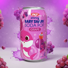 Refrigerante Coreano Baby Shark Soda Pop Sabor Uva OKF - 350ml