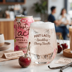 Refrigerante Coreano Postlacto Sabor Cereja e Baunilha  ZERO AÇÚCAR OKF- 350mL