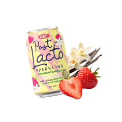 Refrigerante Coreano Postlacto Sabor Morango e Baunilha  ZERO AÇÚCAR OKF- 350mL