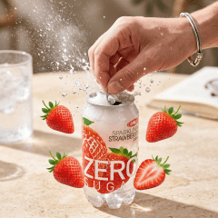 Refrigerante Coreano Sabor Morango ZERO Açúcar OKF- 350mL