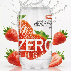 Refrigerante Coreano Sabor Morango ZERO Açúcar OKF- 350mL