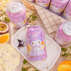 Refrigerante com Boba Explosiva Kuromi Sabor Laranja e Maracujá Amandier - 330ml