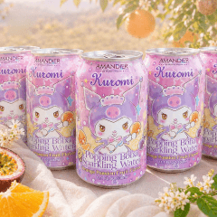 Refrigerante com Boba Explosiva Kuromi Sabor Laranja e Maracujá Amandier - 330ml